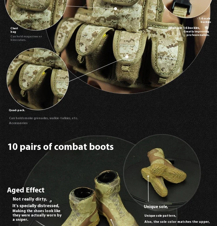 Jungle Sniper 1/6 Soldier Model - Joint Movable Special Forces Doll Handmade Military Action Figure Tactical Collectible Toy