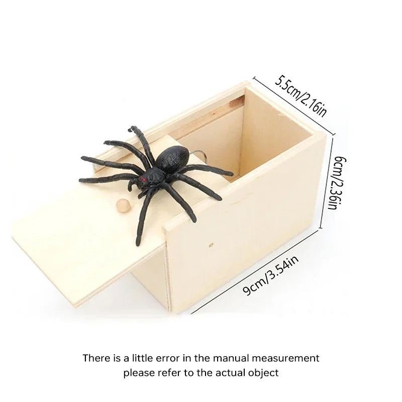 1PC New Trick Spider Funny Scare Box Wooden Hidden Box Prank Trick Horror Spiders Fun Game Halloween Party Decoration Gifts