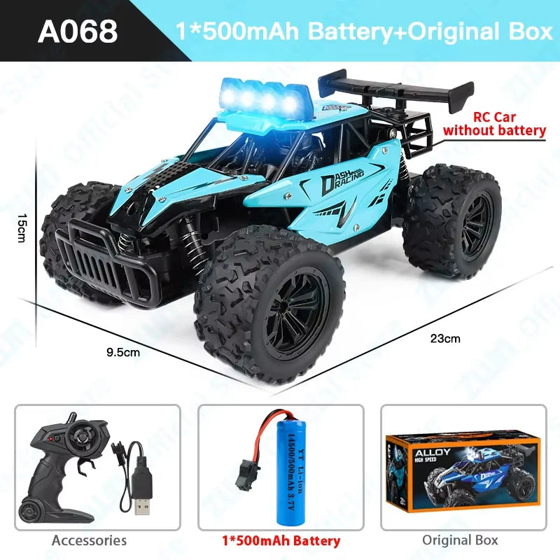 ZWN 1:16 20KM/H RC Car With LED Light 2.4G High Speed Off-Road Climbing 2WD Remote Control Car Toy Gifts for Boys Girls Kids