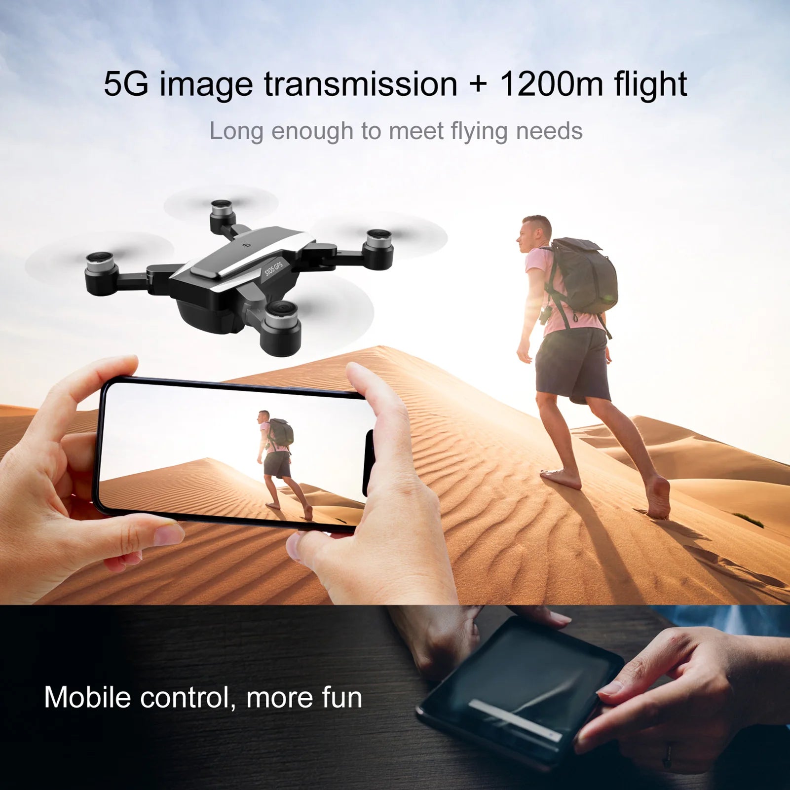 S105 RC Drone with Camera 4k Drone Dual Camera with ESC 5G WIFI GPS Brushless Motor Photo Video Optical Follow Quadcopter