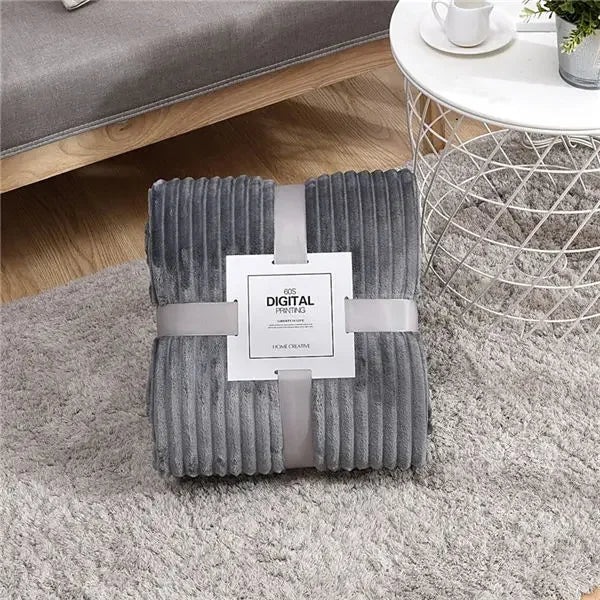 Striped Flannel Blankets For Beds Solid Pink Blue Color Soft Warm Mink Throw Sofa Cover Bedspread Beach Airplane Travel Blankets