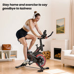 Indoor Exercise Bike 4kg Flywheel Quiet Belt Drive Spin Bike with Adjustable Resistance & LCD Display for Home Cardio Training