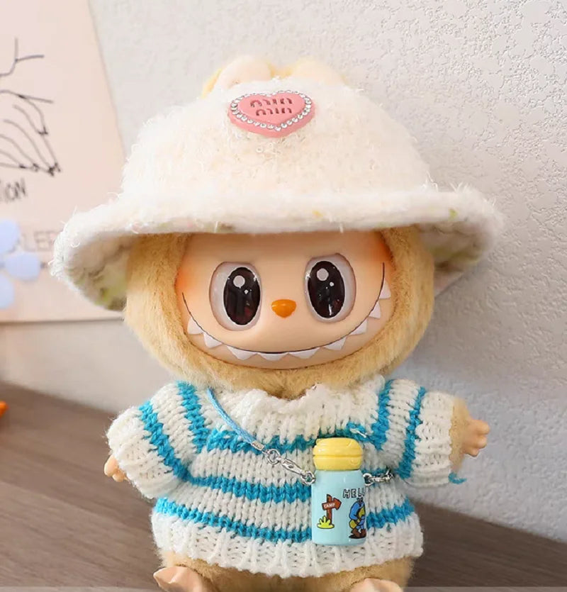 For Labubu'S Clothes Striped sweater outfit Match with hat pendant  Can match according to your preferences Labubu Accessories