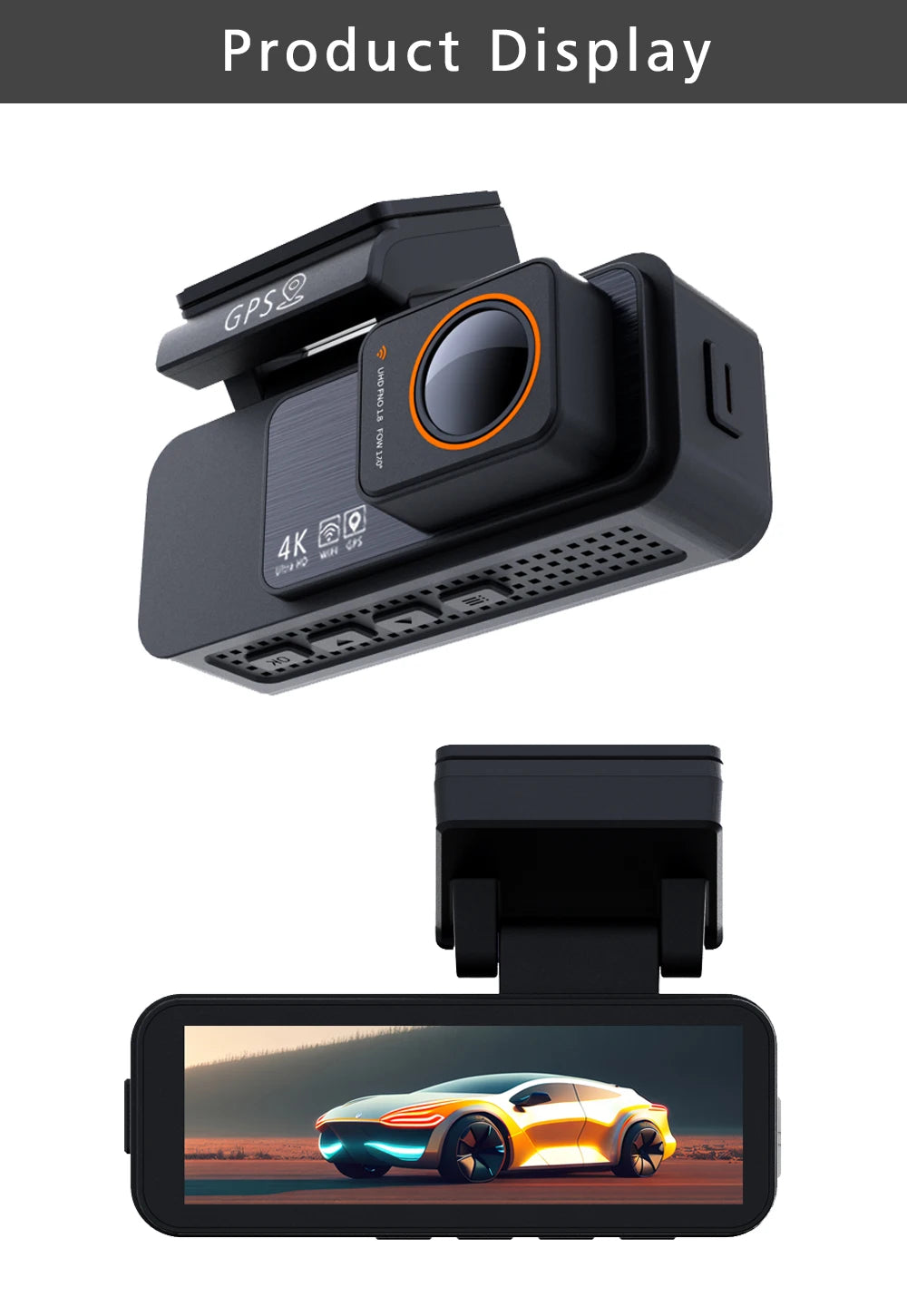 Dash Cam Dual Lens 4K UHD Recording Car Camera DVR Night Vision Video Recorder GPS Wi-Fi Room Black Box 2.5K Rear View Camera