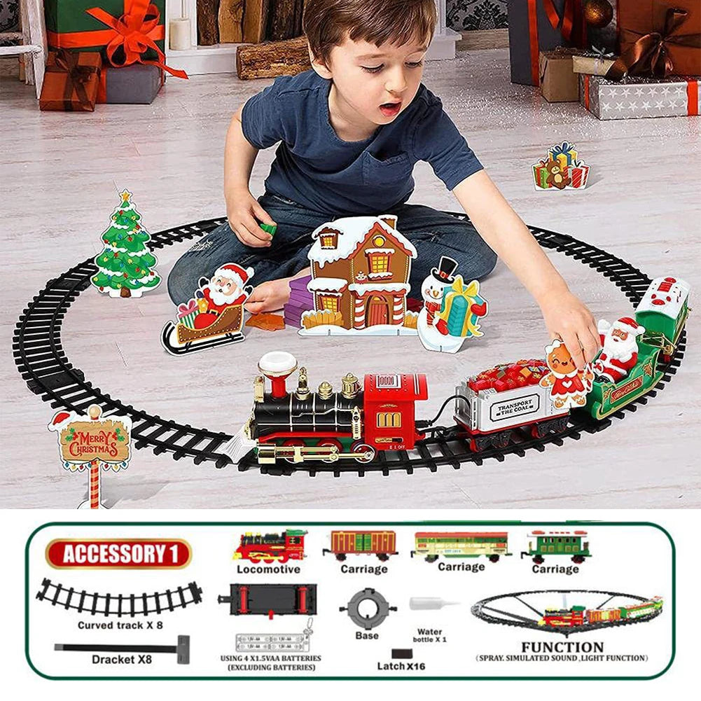 Christmas Train Christmas Tree Decoration Accessories Track Small Train with Music Santa Claus Train Set Children's Gift