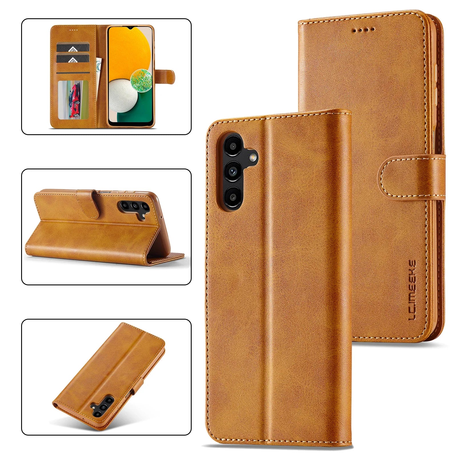 Leather Flip Case For Samsung Galaxy A55 A15 A25 A35 A16 A36 A06 A56 A17 A05S A14 A24 A34 A54 A13 A23 A33 A53 Wallet Cover A52