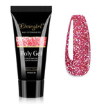 LIMEGIRL 30ml Nail Extension Gel Glitter Soak Off Nail Acrylic Crystal Build Poly UV Gel for Nails Quick Extension Manicure Glue