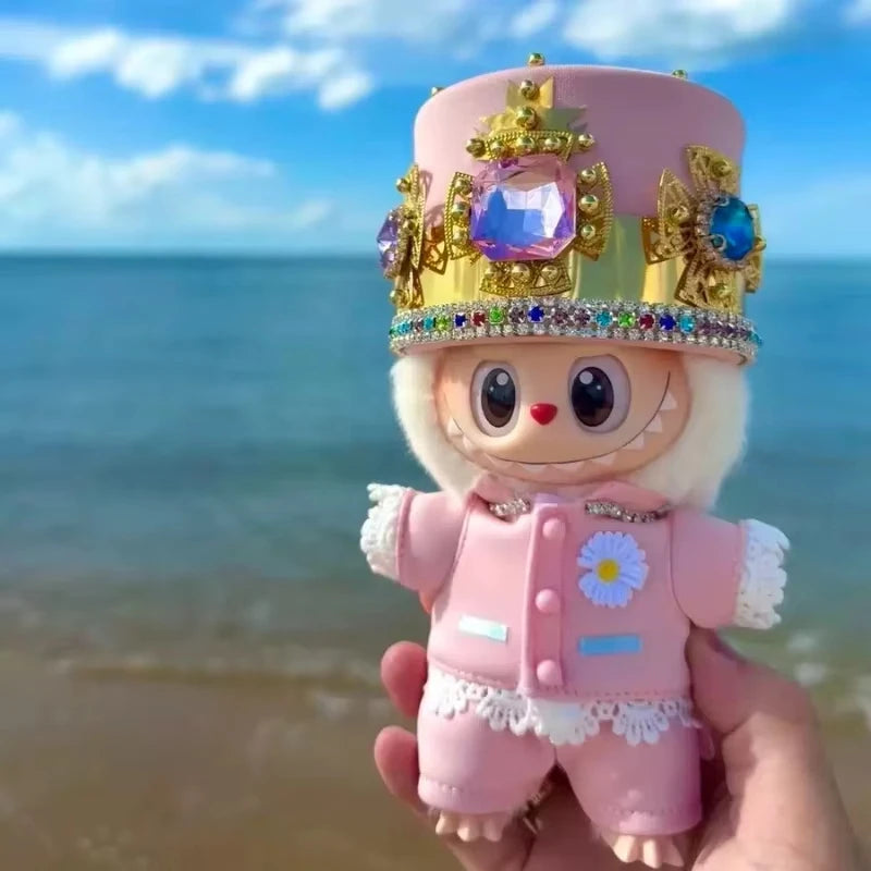 Gd With G-Dragon Labubu Baby Clothes 17cm Suit Pendant Plush Doll Clothes Cute Doll Clothes Vinyl Keychains Clothes