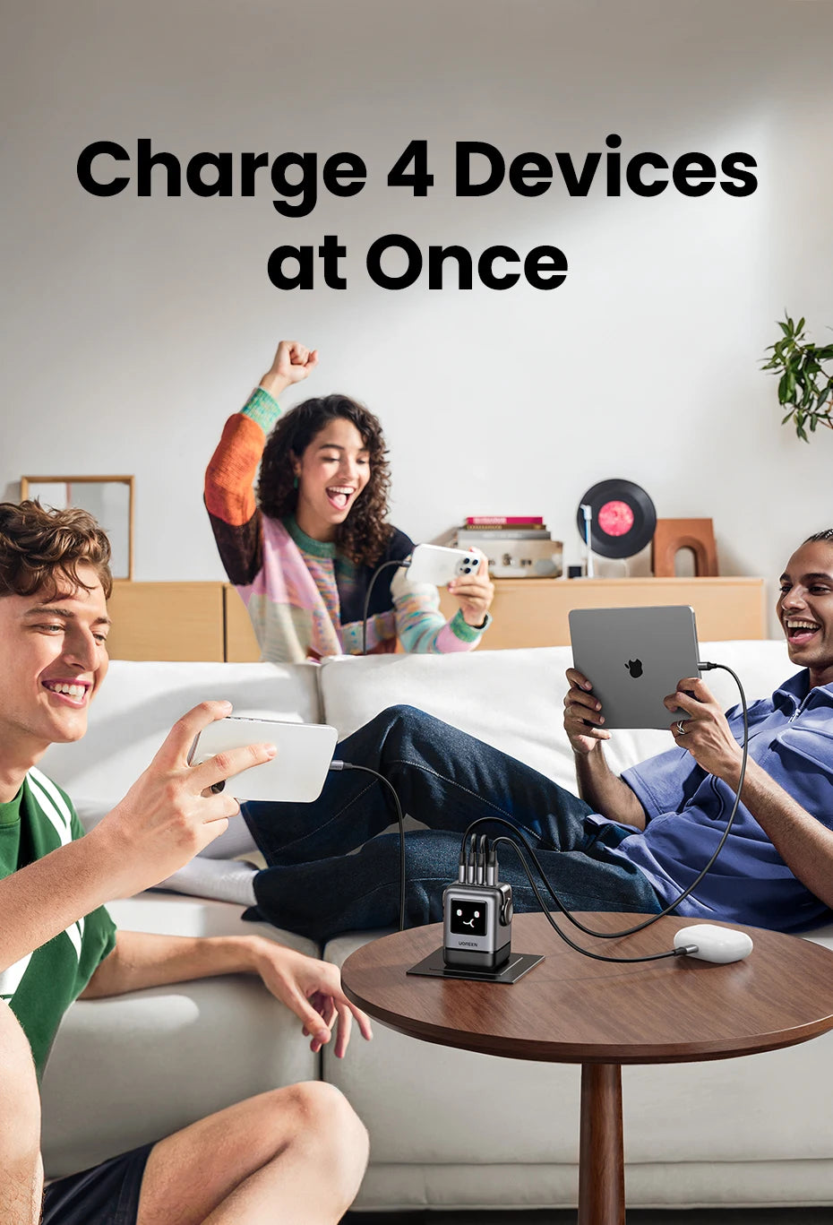 UGREEN Uno 100W GaN Charger Robot Design QC4.0 3.0 PPS PD 3.0 Fast Charger for iPhone 17 16 15 Pro Macbook Air Laptops Tablets