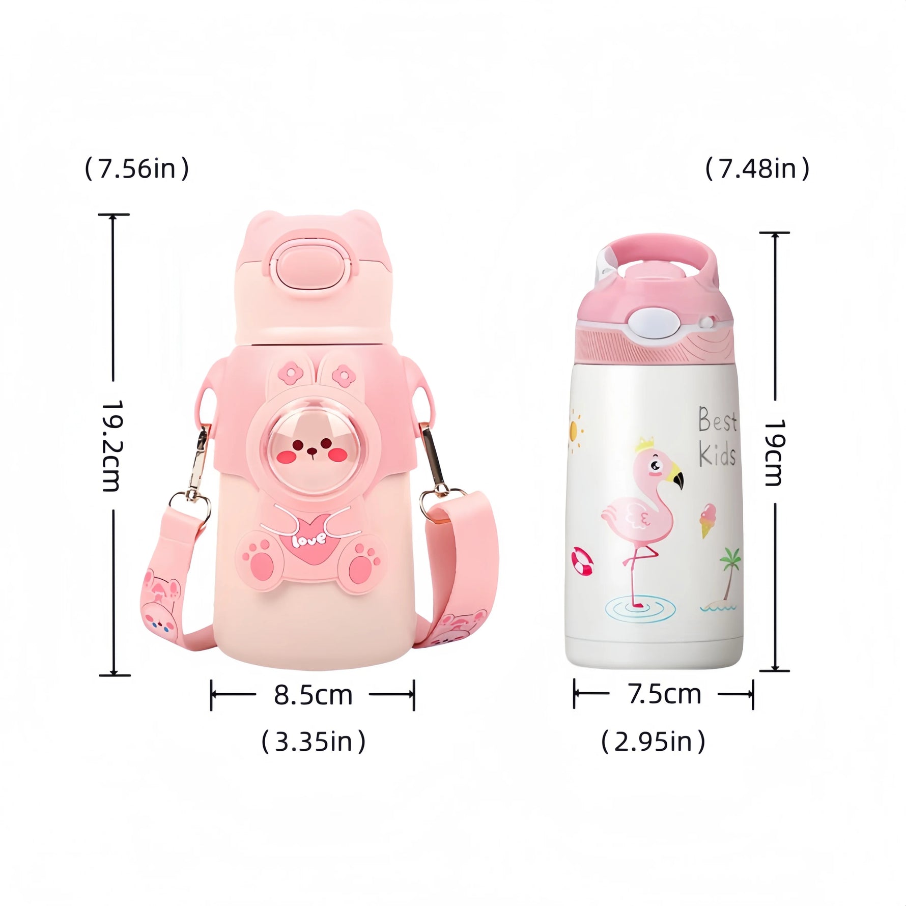 400/500ML Kids Water Bottle Cartoon Dinosaur Thermos Mug Baby Duck Billed Straw 316 Stainless Steel Vacuum Flasks Thermos Bottle