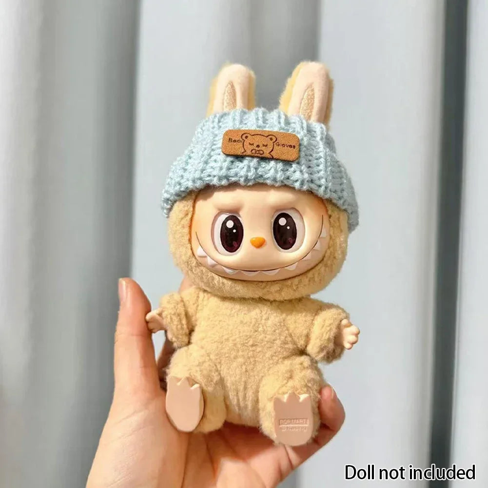 For 15-17 cm V1v2 Labubu Clothes Outfit Labubu Sitting Party Bear Label Scarf Hat Bag Dolls Accessories Cute Decoration Sweater