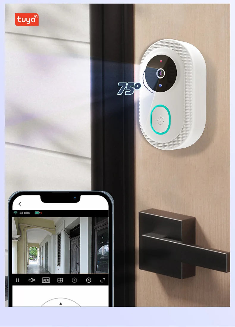 2025 Smart Doorbell Pro: Weatherproof, 1080P Video Intercom & Night Vision, Tuya App Alerts for Home Security Package