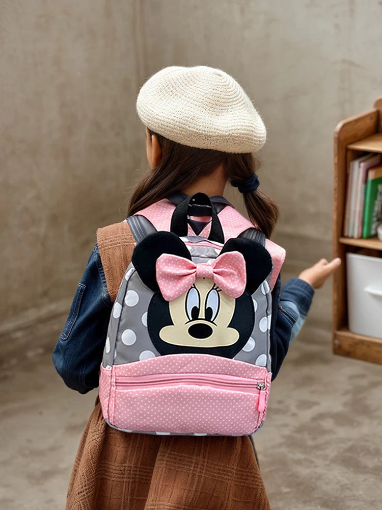 Disney New Backpack 2025 Minnie Schoolbag For Kids Cartoon Kindergarten Schoolbag Kawaii Pink Backpack As a Gift For Children