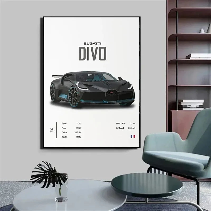 Supercar Bugatti Konissegg McLaren Pagani Wall Art Canvas Painting Nordic Posters And Prints Wall Pictures For Living Room Decor