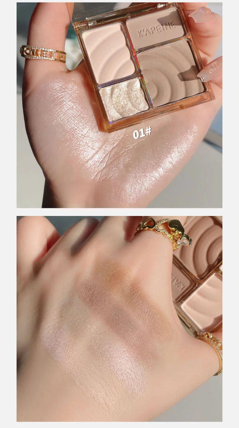 3D Facial Contouring Bronzer Cosmetics Brightening Beige Matte Highlights Palette Four-color Eye Shadow Nose Powder Makeup