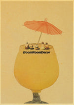 Retro Abstract Creative Poster Kraft Paper Nostalgia Canvas Prints Modern Landscape Coffee Bar Wall Art Posters Living Decor