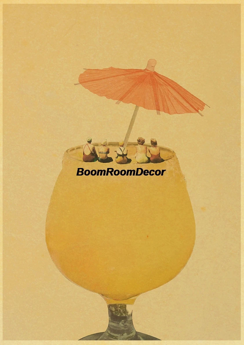 Retro Abstract Creative Poster Kraft Paper Nostalgia Canvas Prints Modern Landscape Coffee Bar Wall Art Posters Living Decor