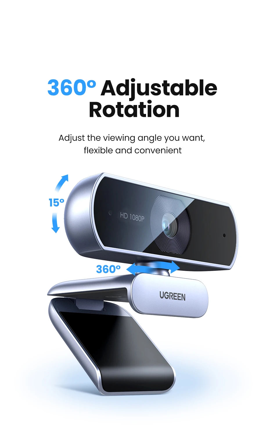 UGREEN USB Webcam 2K HD Mini Webcam For Laptop Computer Web Camera Dual Microphones for Youtube Zoom Video Calling 30fps web cam