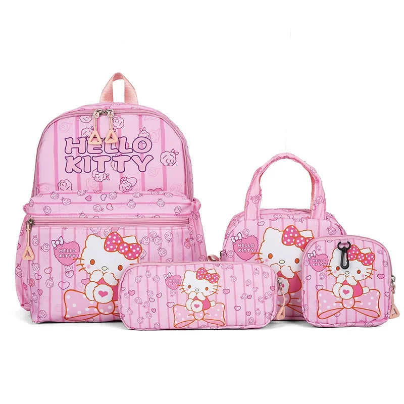 Hello Kittys 4pcs Backpack Set, Pencil Case, Shoulder Bag, Wallet Set, Kuromsi School Bag, Melody Casual Outdoor Daypack