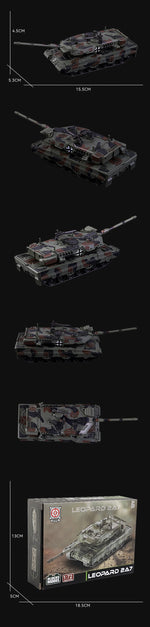 1/72 German Leopard 2 Main Battle Tank Model Creative Military Series Building Blocks Decor Assembled Toys For Boys Xmas Gifts