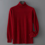 Men's 100% Pure Wool Pullover Sweater For Autumn Winter High Collar Knitted Long Sleeved Loose Solid Color Casual Simple Warmtop