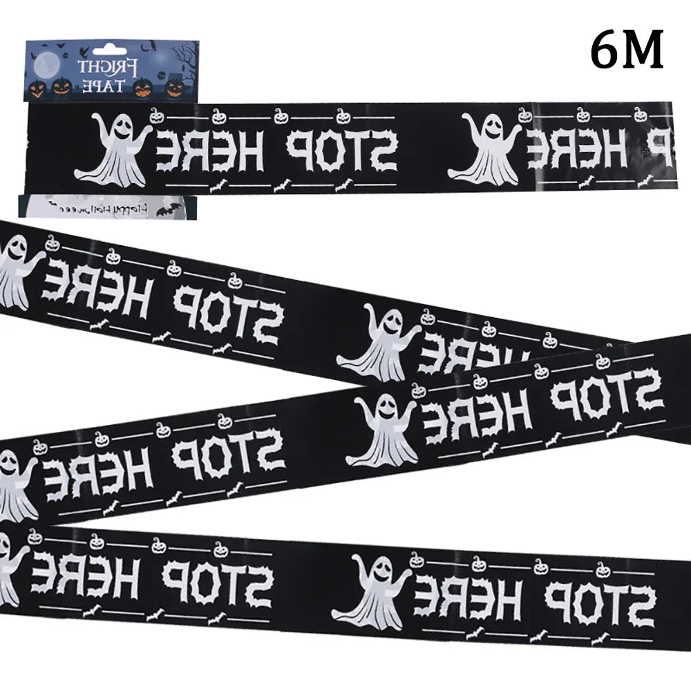 Halloween Warning Tape Signs Banner Halloween Props Window Prop Party Danger Warning Line Halloween Party Decoration Supplies