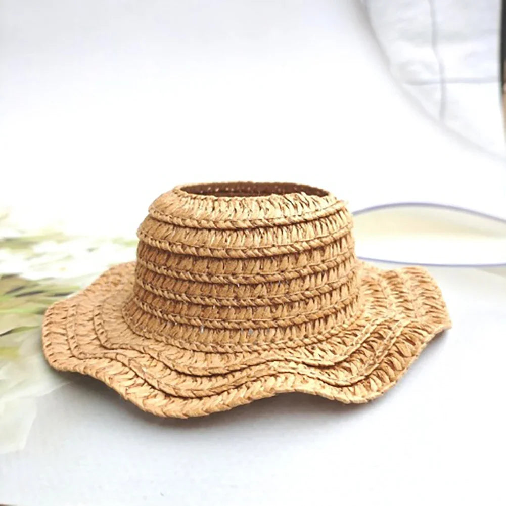 Mini Doll Straw Hat for Dollhouse Miniature 17cm Labubu Doll Color Match Hats Kawaii Cute Dolls Accessories for Kids Girls Toys