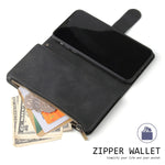 Premium Leather Wallet Case For iPhone 16 15 14 13 12 11 17 Pro Max Plus 17Air 16e Zipper Wallet Card Slots Magnetic Flip Cover