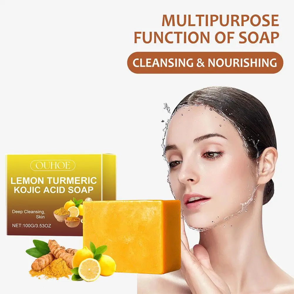 Lemon Turmeric Kojic Acid Soap 100g – Brightening & Exfoliating Skincare