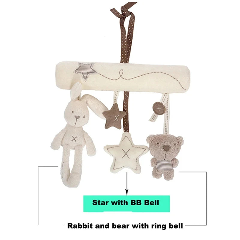 2025 New Hanging Bed Rabbit Baby Hand Bell Safety Seat Plush Toy Multifunctional Plush Toy Stroller Mobile Gifts