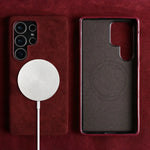 Full Coverage Magnetic ALCANTARA Case For Samsung Galaxy S25 Ultra S24 S23 S21 for Magsafe Artificial Leather Suede Phone Cover