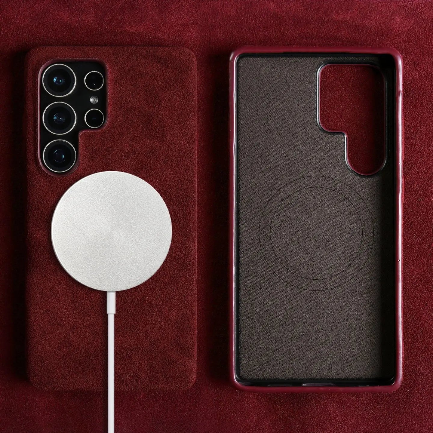 Full Coverage Magnetic ALCANTARA Case For Samsung Galaxy S25 Ultra S24 S23 S21 for Magsafe Artificial Leather Suede Phone Cover