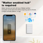 Manhot Matter WiFi Smart Wall Light Switch 1 2 3 4 Gangs with Neutral Wire Push  Physical Light Switches work with Homekit App
