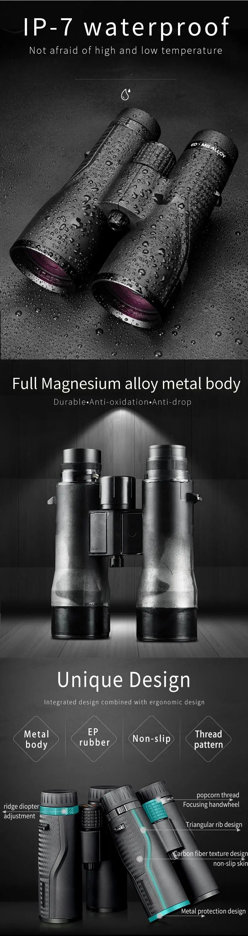 Shuntu Binoculars Powerful ED Glass IPX7 Waterproof SMC Coated Bak4 Prism Optics Sports Telescope Long Range For Hunting Camping