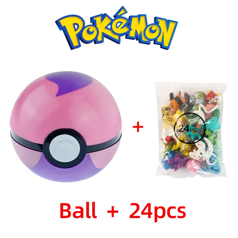 24pcs Pokemon Figure Different Styles Tomy Model Collection 2-3cm Pikachu Anime Pokeball Poke Ball Go Elf Toys Dolls Child Gift