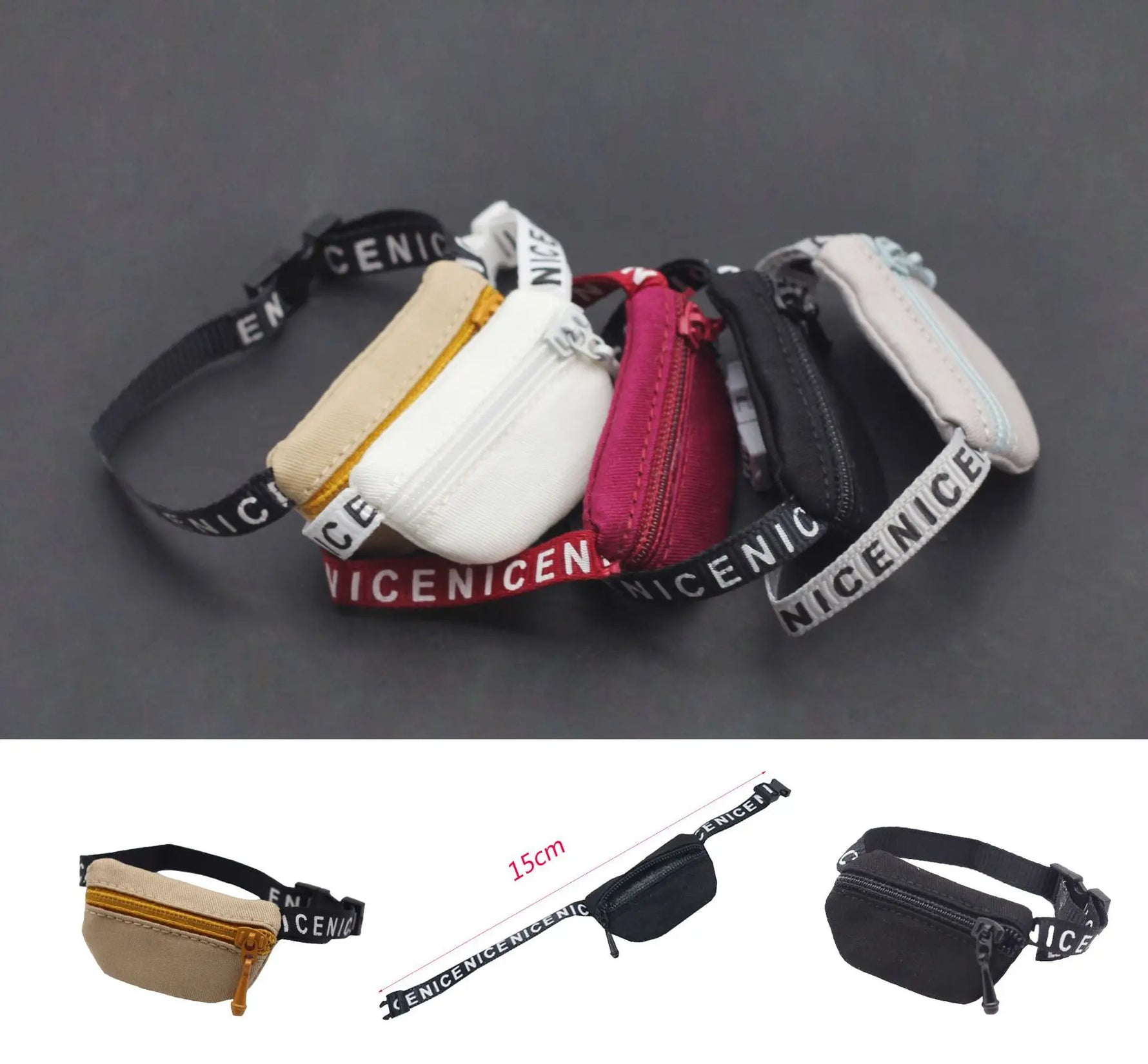 17cm V1 V2 Labubu Crossbody Bag Cute 1/6 1/8 1/12 BJD Dolls DIY Waist Bags Cute 15cm Idol Plush Doll Accessories Belt Bag Gift