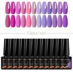 MEET ACROSS 12Pcs Gel Nail Polish Set 7.3ml Pink Blue Neon Macaron Color for Nails UV Gel LED Nail Art  Varnish Manicure Kit