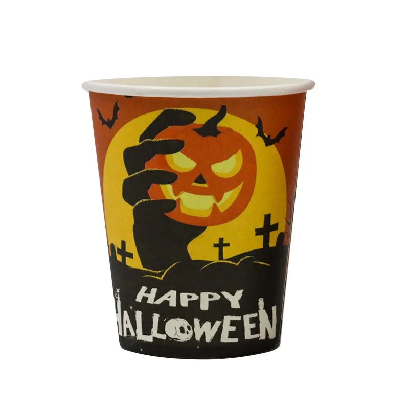 Halloween Themed Disposable Tableware Cups 7 Inch Plates 9 Inch Plates Halloween Party Decoration Supplies Festival Supplies