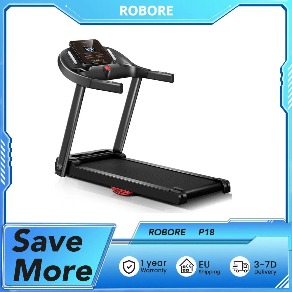 ROBORE P9 3.0HP Quiet Brushless Treadmill w/ Heart Rate Sensor, Shock Absorption & Easy Fold, 14KM/H , Emitting 45 dB