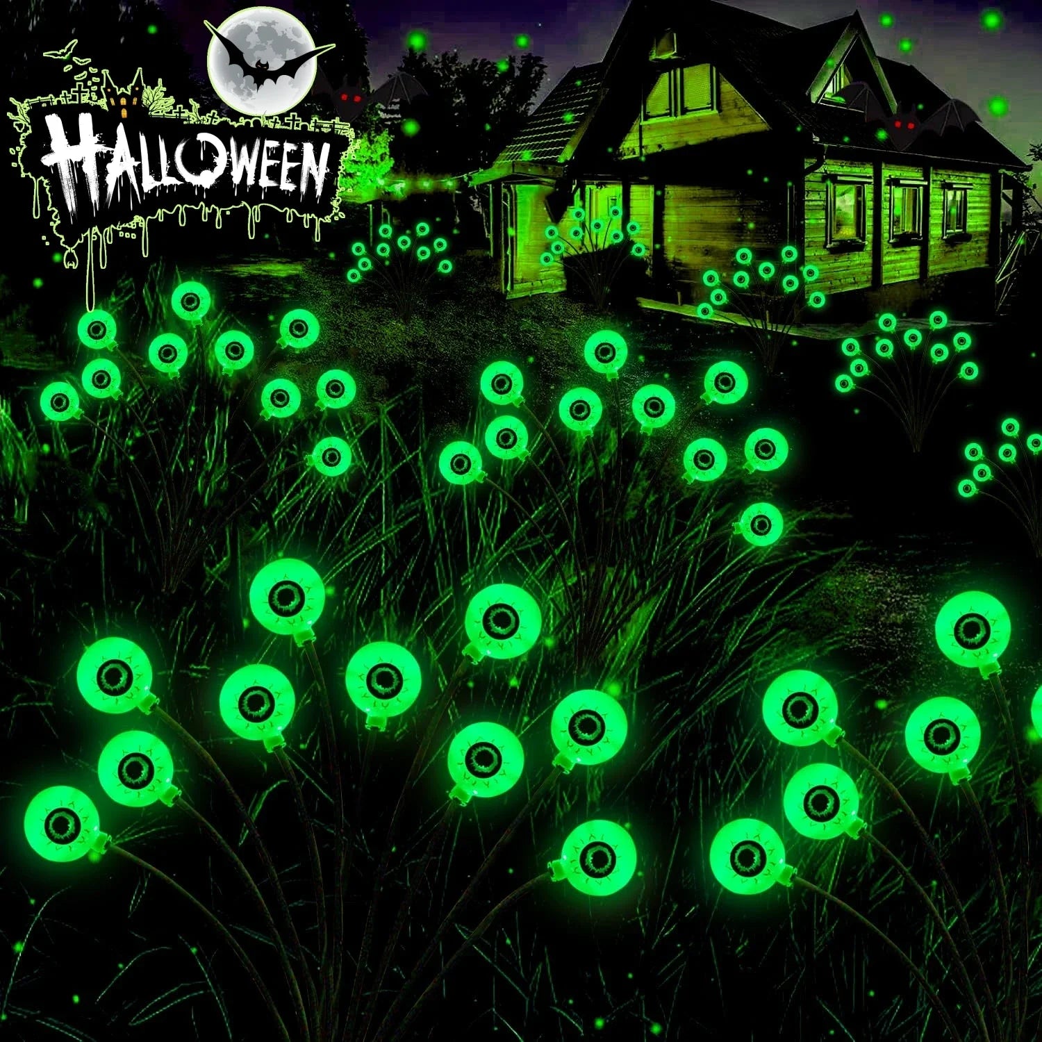 2026 Halloween LED Eyeball Lights Outdoor Solar Lawn Lights for Garden Yard Party Scary Atmosphere Halloween Decoration Use