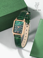LUCKY FOX Women Watches Fashion Green Square Leather Quartz Watch Luxury Ladies Wristwatch Girlfriend Gift