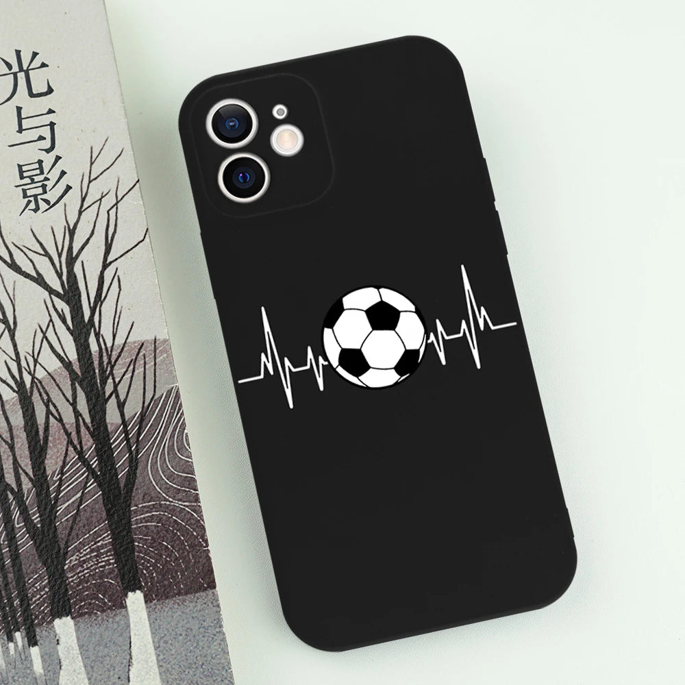 Funny Football Graphic Phone Case For iPhone 16 15 14 13 12 11 Pro Max Mini X XS SE4 7 8 Plus 16E Shockproof Silicone Soft Cover