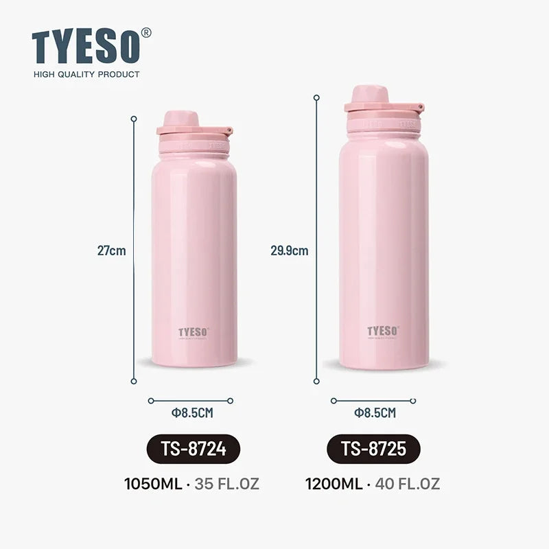 Tyeso Thermos Bottle Portable Sport Vacuum Flask Travel Stainless Steel Thermal Water Bottle Keeps Cold and Heat Thermal Mug