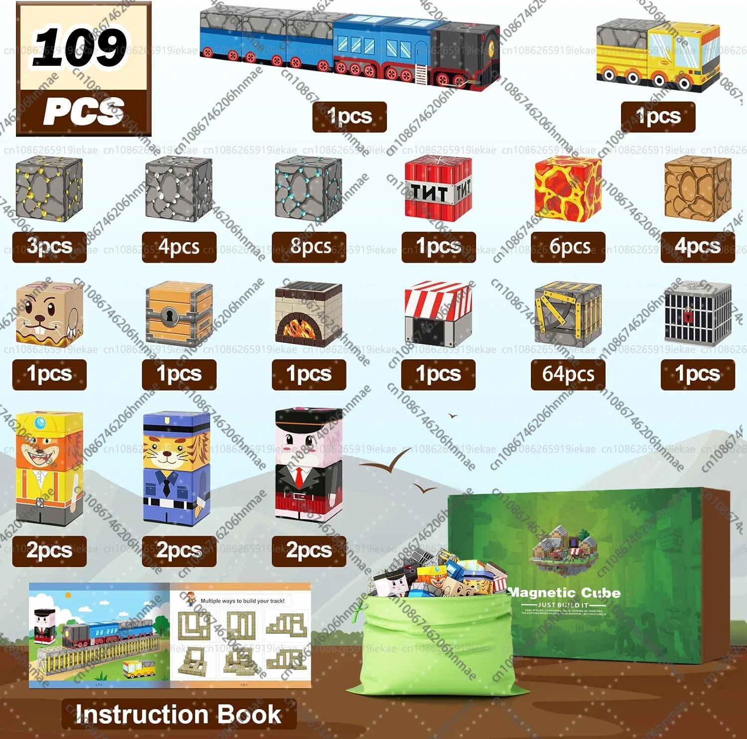 Magnetic Building Blocks Mine World Magnet Cube Set for Boy Girl Kid Age 3+ DIY Model Children STEM Educational Sensory Toy