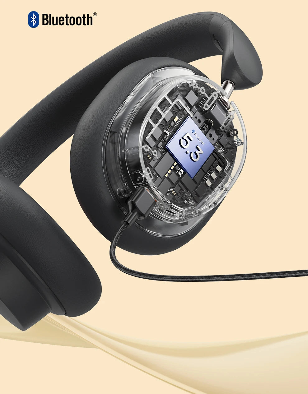 Baseus Wireless Headphones Bluetooth 5.3 HIFI Level Earphone 40mm Driver Foldable Over Ear Headsets 70H Playtime Spatial Audio