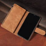 Premium Leather Wallet Case For iPhone 16 15 14 13 12 11 17 Pro Max Plus 17Air 16e Zipper Wallet Card Slots Magnetic Flip Cover