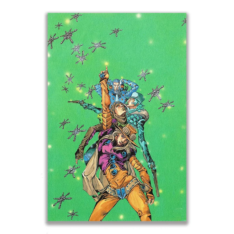Anime JOJO Bizarre Adventure Retro Poster Canvas Wall Art Printing Waterproof Home Living Bed Room Bar Hallway Aesthetic Decor