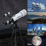 BOSSDUN 40070 Telescope w/Phone Adapter & Sturdy Tripod - 70mm Aperture for Stargazing, Birding, Beginners, Portable Scope
