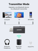 UGREEN 2 in 1 Bluetooth Car Adapter Bluetooth 5.1 Stereo Transmitter Receiver Wireless 3.5mm Aux Jack Adapter Car Kit Mic