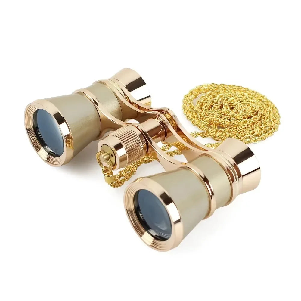 Opera Glasses Binoculars Metal Body With Chain/handle Theater Telescope Women Girls Optical Design Gift Retro Binoculars